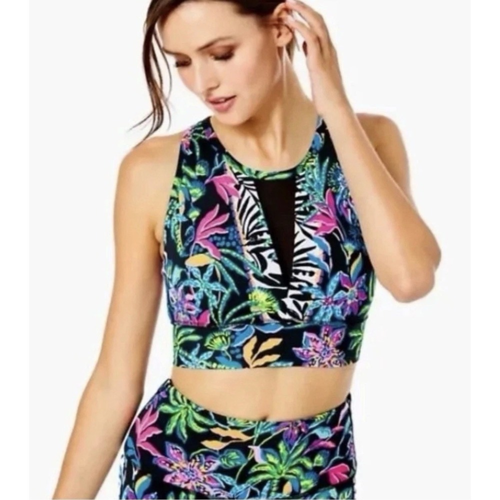 Lilly Pulitzer Luxletic Somerset Sports Bra Paradise Glow Zebra Floral Small NWT